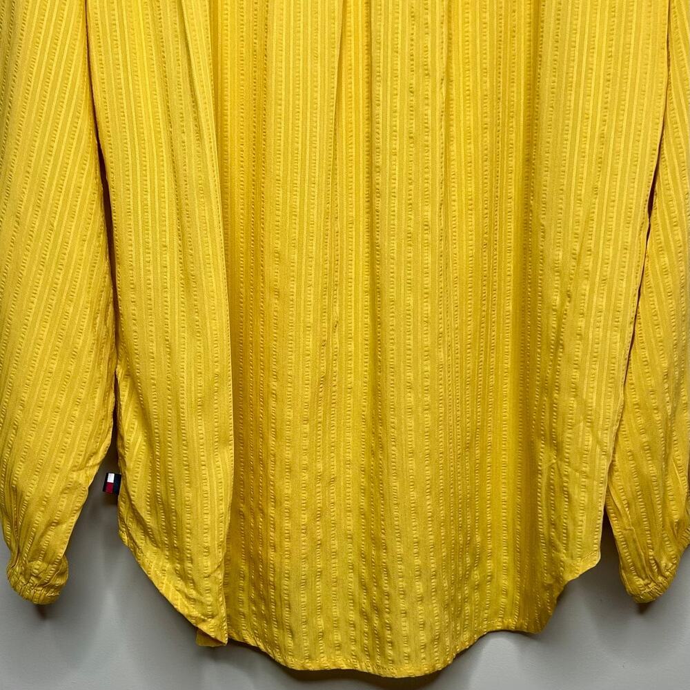 Tommy Hilfiger Yellow Textured Lightweight Button Down Hi-Lo Shirt Size S - Picture 10 of 11